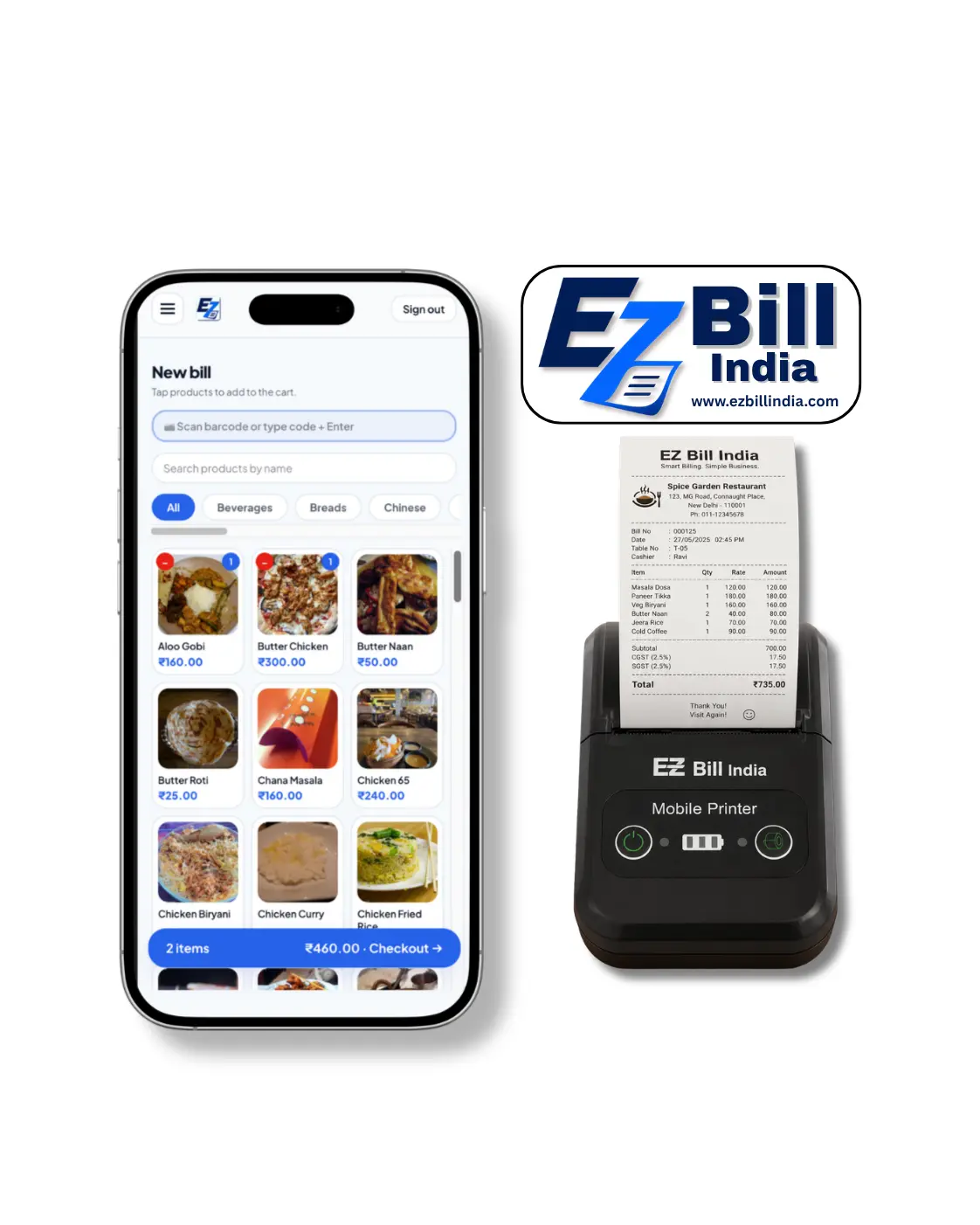 Mini Mobile Printer with Software