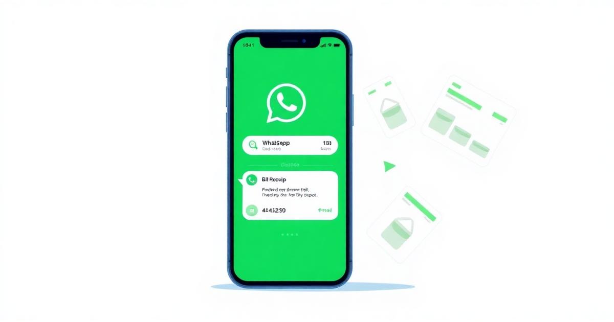 Smartphone showing WhatsApp bill receipt with product cards